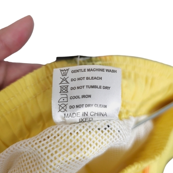 Yellow swim shorts mesh lining, pockets orange drawstring men's 2XL - Picture 6 of 10